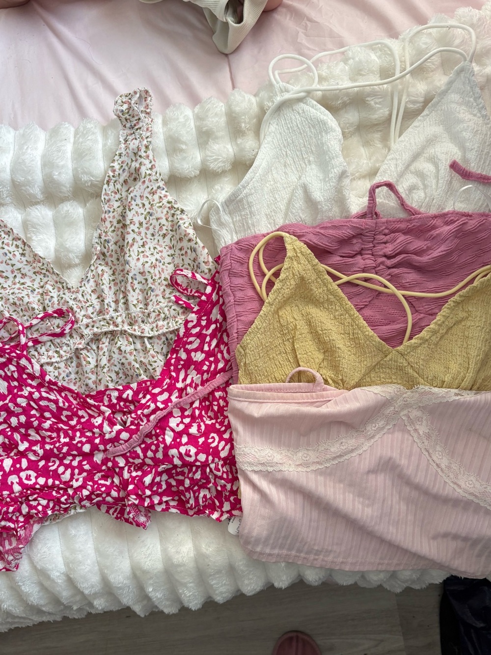 Women’s Pink & Yellow Lace-Trim Camisole Set - Unbranded